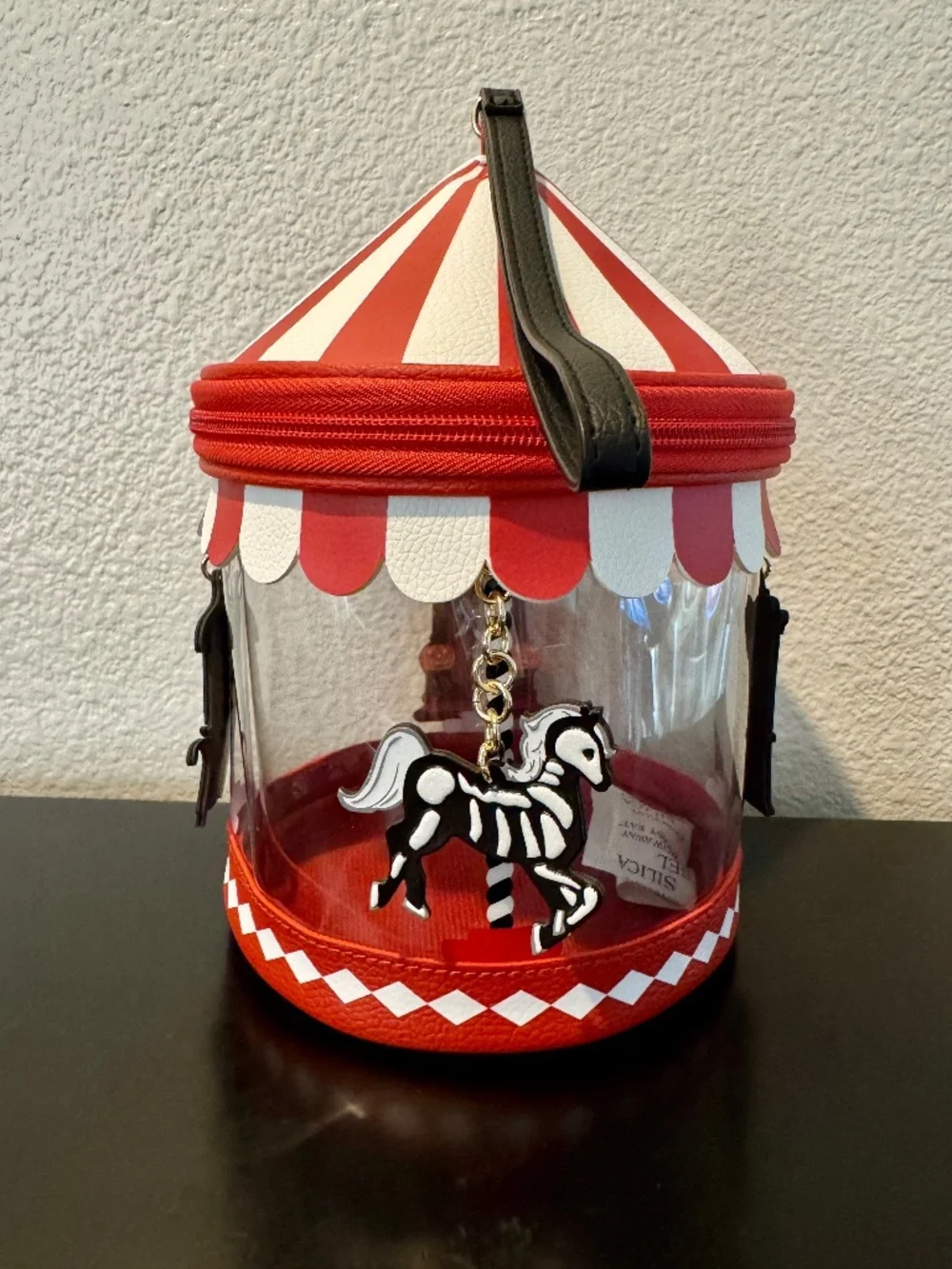 Bath & Body Works Circus Carousel Charm Bag Clear Wristlet Halloween Clown
